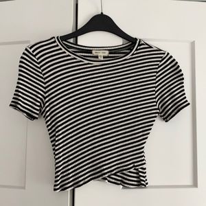 Urban Outfitters White & Black Striped Crop Top